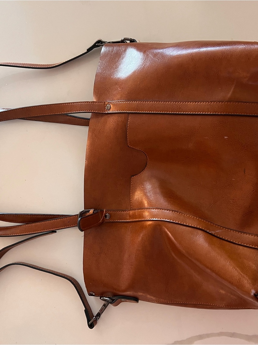 Classic Leather Tote Bag in Cognac Brown